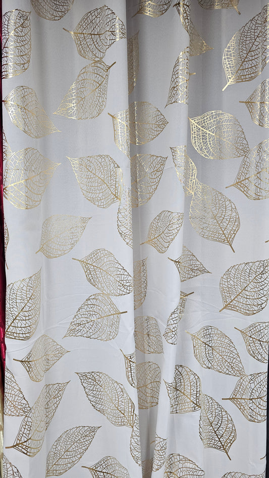 Designer Curtain White with Golden Print