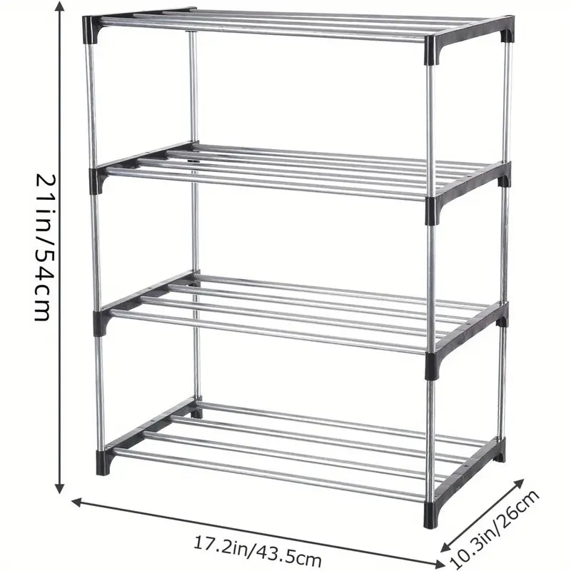 4 Tier Narrow Stackable Shoe Rack