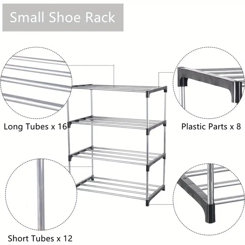 4 Tier Narrow Stackable Shoe Rack