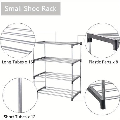 4 Tier Narrow Stackable Shoe Rack