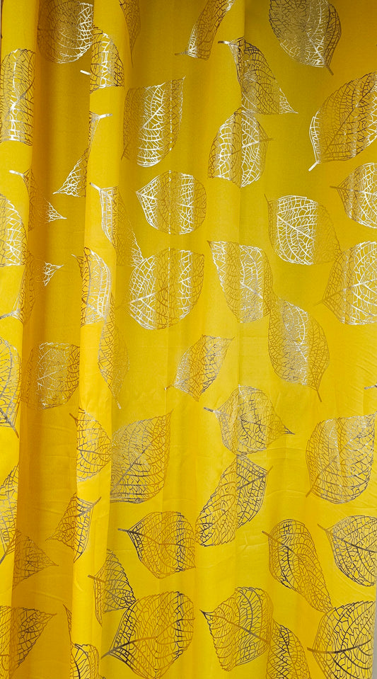 Designer Curtain Yellow with Golden Print