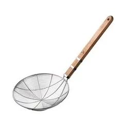 Stainless Steel Deep Fry Net Spoon Oil Strainer with U Shape Wooden Handle