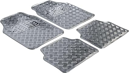 4-Piece Silver Rubber/Aluminium Look Car Mat