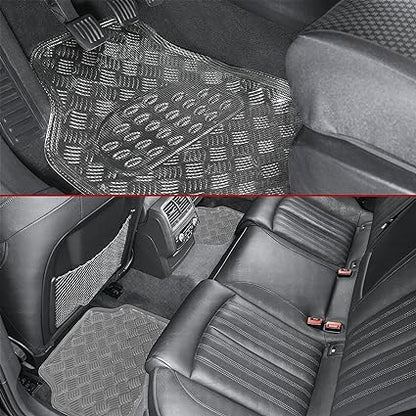 4-Piece Silver Rubber/Aluminium Look Car Mat