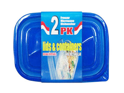 2 Pcs Plastic Container Rectangular