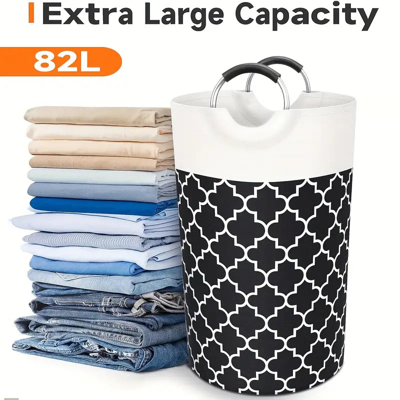 1pc Large Laundry Basket, Laundry Washing Clothes Bag, Collapsible Bag With Handles, College Essentials Storage Bag