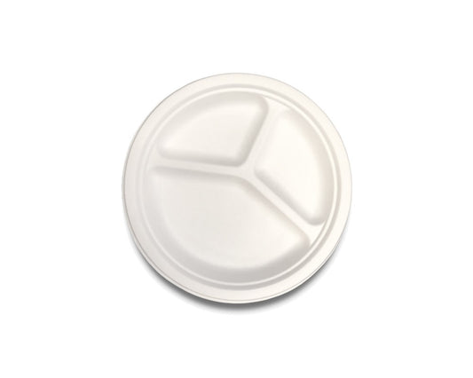 Disposable Round Plate - 3 Compartment (50pcs)