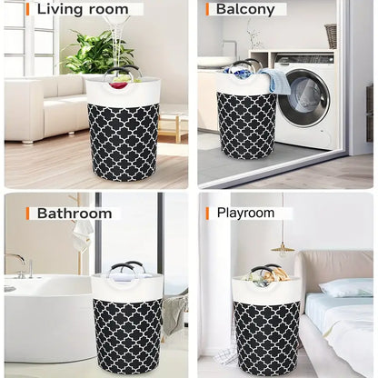 1pc Large Laundry Basket, Laundry Washing Clothes Bag, Collapsible Bag With Handles, College Essentials Storage Bag