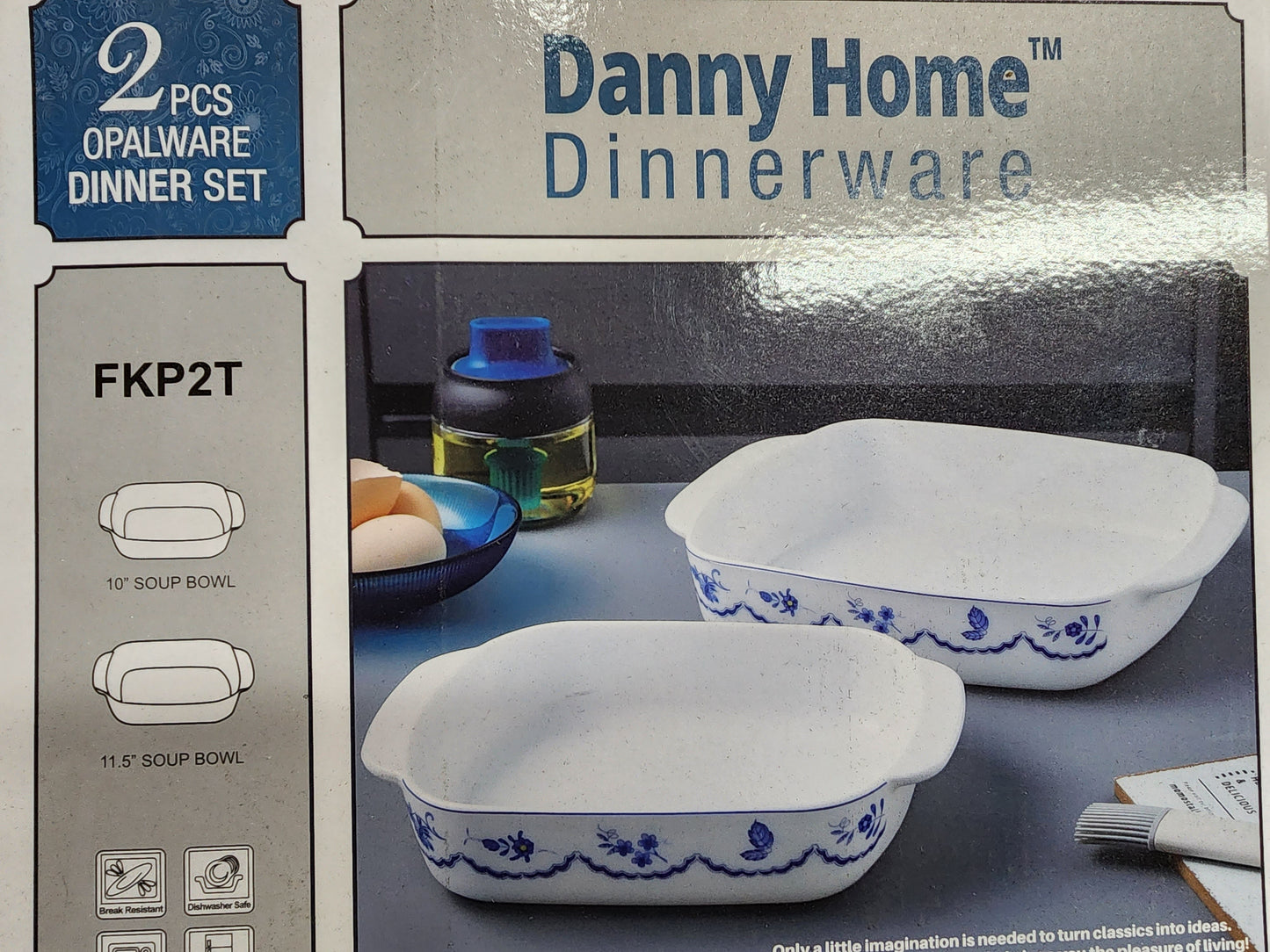 2 Pcs Opalware Dinner Set