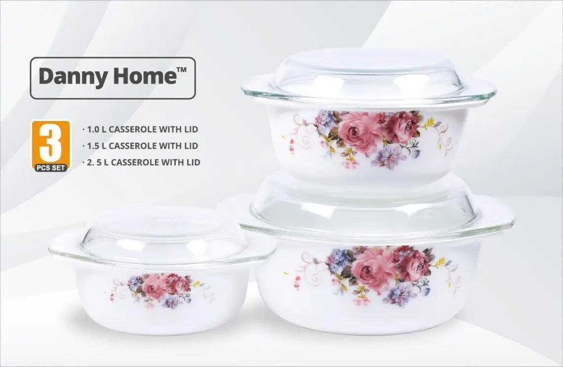 3 Pcs Casserole Set With Lids