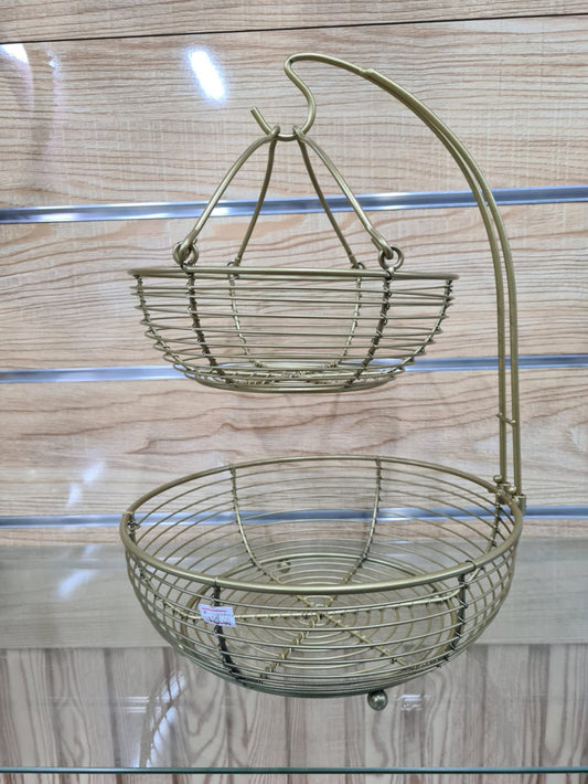 Fruit Basket 2 Tier Beige Hanging Type 4