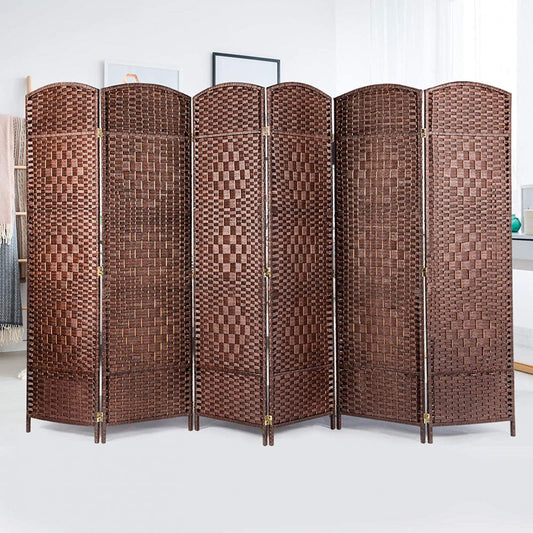 Room Divider Bamboo Woven 6 Panel Natural Brown 180 by 240cm